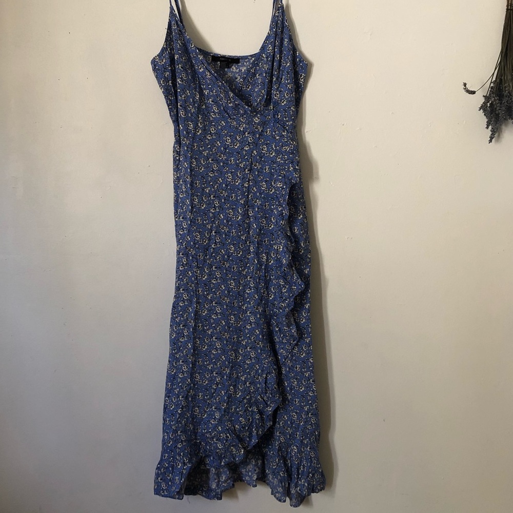 long blue floral dress